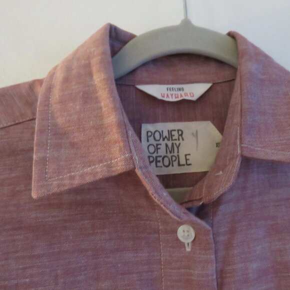 POWER OF MY PEOPLE The Wayward Fit Feeling 100% Cotton Shirt Dusky Red Pink XS - Picture 3 of 14